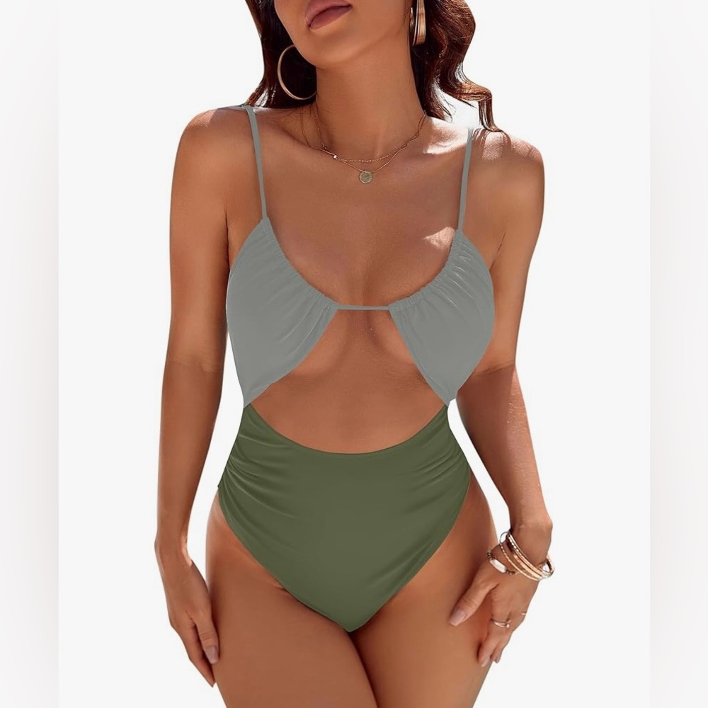Olive Green Women's Cutout Swimsuit
